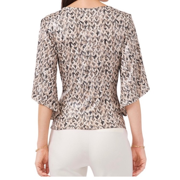 MSK V Neck Foil Knit Faux Wrap top size small - Picture 8 of 16